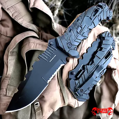 8.5  Black Tactical Military Marines Spring Assisted Folding Blade Pocket Knife • $13.91