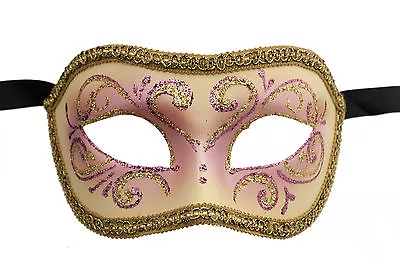 Mask From Venice Colombine Or Civet Pink And Golden For Fancy Dress 678 E9B • $63.90