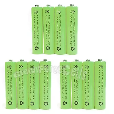 12 Pcs AAA 1800mAh NiMH 1.2V Rechargeable Battery Cell RC MP3 Green US Stock • $12.94
