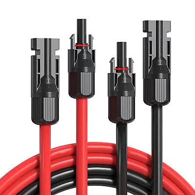 1 Pair Solar Panel Extension Cable Wire Black & Red 12/10 AWG Connector 1-5M • £9.99