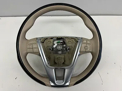 11-18 Volvo S60 Beige/Black Leather Steering Wheel 31418285 • $45