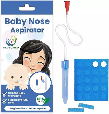 PLUSQMED Nasal Aspirator BabyBaby Nose Mucus Sucker24 Hygiene FiltersBPA Free • £5.99