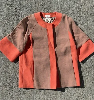 One Of A Kind J CREW Dark Oak Salmon Sample Wool Blend Coat Jacket Sz 6 ❤️sj7m4 • $250