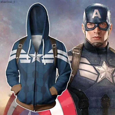 Hot！avengers League Captain America Role-Playing Men's Autumn Sweatshirt Jacket • £44.87