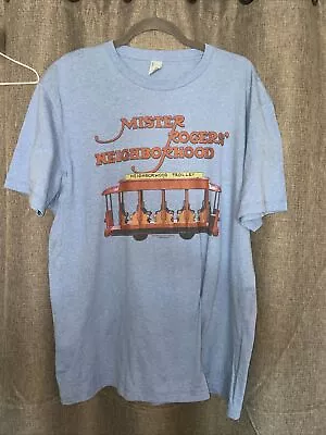 Mister Rogers Neighborhood Trolley Oficial Classic Blue T-Shirt Men's Sz XL • $12