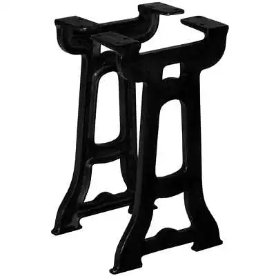 Vintage Industrial Y-Frame Bench Legs Cast Iron Black Polished Pair Easy Install • $104.85
