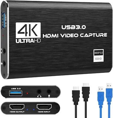 HDMI Video Capture 4K Ultra HD Audio Video For Live Streaming---BLACK • $18.99