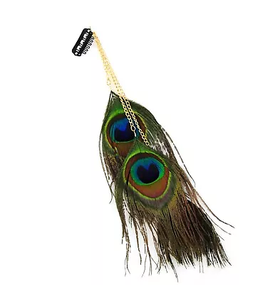 £5.71 • Buy Peacock Feather Hair Clip Accessories Three Gold Chains 3 Feather