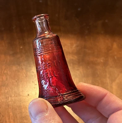 $11 • Buy Vintage 3” Mini Wheaton NJ Ruby Glass Liberty Bell Collectible Bottle