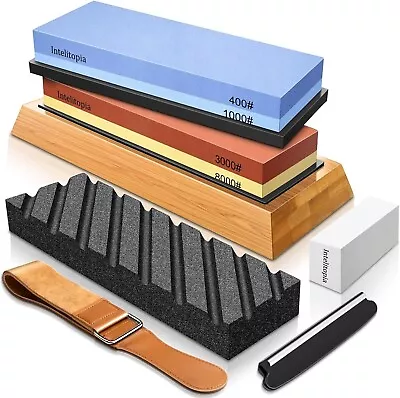 Knife Sharpening Stone Kit Dual Whetstone 400 1000 3000 8000 Grit Sharpener • $34.99