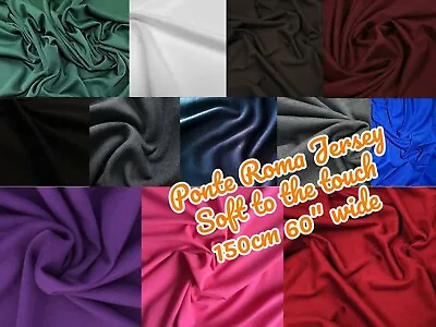 £4.99 • Buy Premium Quality Soft Ponte Roma - Stretch Jersey Fabric Material 150cm/60  Wide