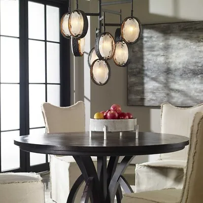 Maxin Restoration Hardware Inspired Iron Art Glass Xl 30  Chandelier Uttermost  • $1397