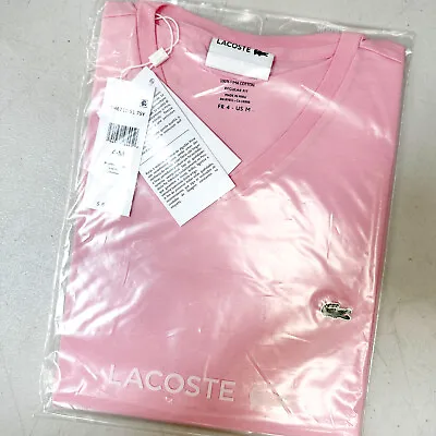 $42.03 • Buy *NEW* 2022 Men Lacoste V-neck Pima Cotton Jersey T-shirt Pink (TH6710 7SY)