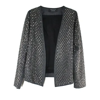 Sale £18 ~ Zara~ Bloggers Rare Grey Studded Heavyweight Blazer /jacket ~m~ 10/12 • £18