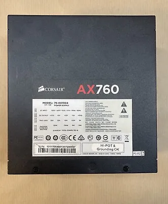 Corsair AX760 Power Supply 80 Plus Platinum 760W (Unit Only) No Cables - Used • £85