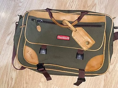 L.L. Bean Vtg Canvas Laptop Messenger Briefcase Bag Green Rare Cheddars Only 1! • $59.99