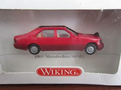 WIKING MERCEDES BENZ 500 SEL LIMOUSINE RED Model Is PLASTIC - HO Or 1:87 Scale • $7