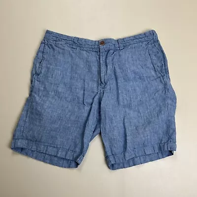 J. Crew Stanton Shorts Baird McNutt 100% Irish Linen Men's W34 L8.5 Blue • $16.50