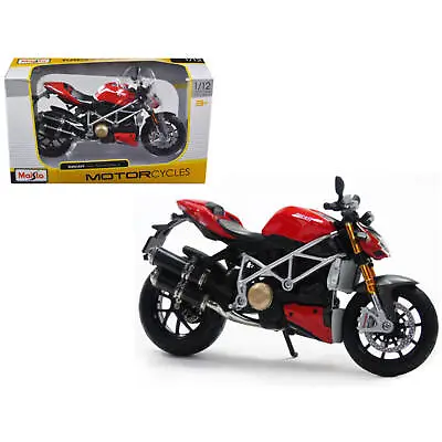 Maisto 1/12 Diecast Model Motorcycle Ducati Mod Streetfighter S Rubber Tires Red • $29.55