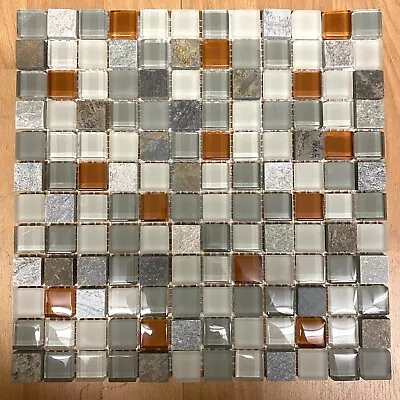 Glass And Natural Stone Glass Mosaic Tile Wall FloorPool Backsplash 5 Sq Ft • $39.99