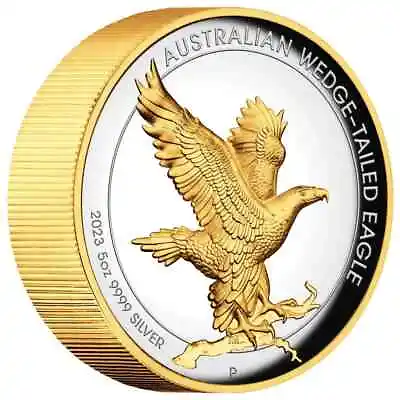 2023 $8 Australian Wedge-tailed Eagle 5oz Silver Proof High Relief Gilded Coin • $1199.99