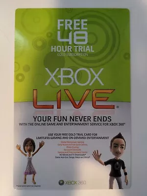 Microsoft Xbox Live Free 48 Hour Trial Gold  Subscription - XBOX 360 • $7.20