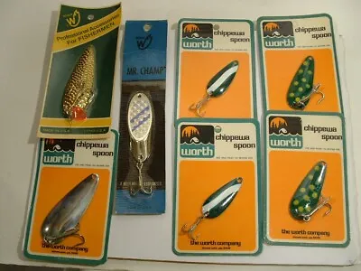 Vintage Worth Tackle Chippewa/Weber Mixed Lot Fishing Spoons • $9.95