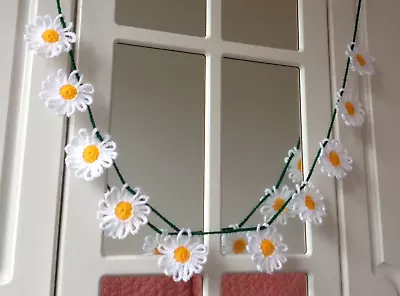 Hand Crochet Daisy Garland Bunting Home Decor Wedding Nursery Caravan Camper Van • £4.50