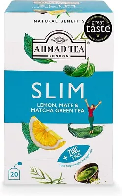 Ahmad Tea Lemon Mate & Matcha Green Tea  Slim  Infusion - 20 Teabags • £4.40