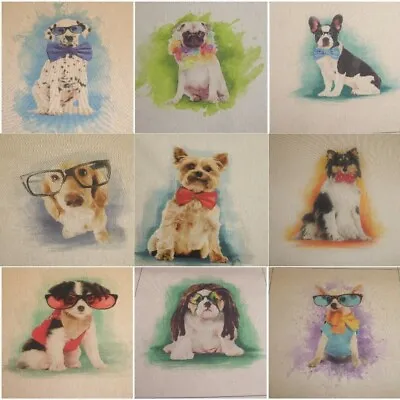 NOVELTY DOGS CUSHION & BAG PANELS - Linen Look Cotton Fabric • £2.65