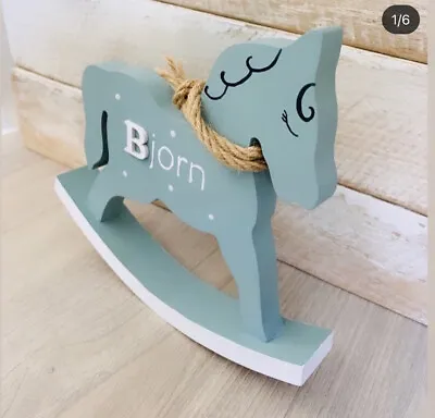 Personalised Rocking Horse Baby Child Gift New Born Christening Present • £16.50