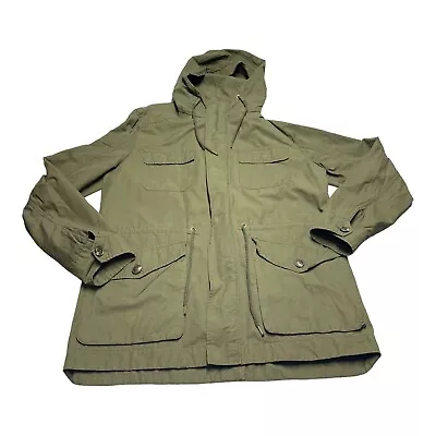 21 Men Military Jacket Men's Large Green Cotton Full Zip Hooded Long Sleeve • $29.49