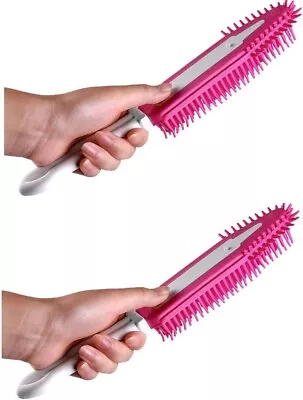 2x Rubber Pet Hair Brush Comb Dog Cat Grooming Cleaning Hair Removal Home Pink • £6.99