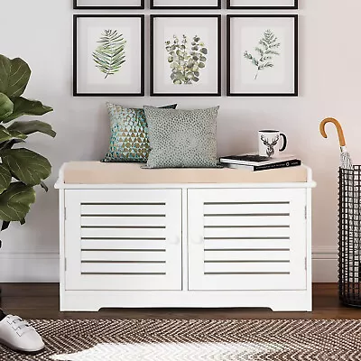 Shoe Bench With Cushion Shoes Cabinet Rack Shoe Storage Orgainizer Entryway NEW • $105.99