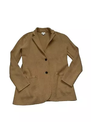 J Crew Sweater Blazer Women’s S Tan Camel Cardigan 2-Button Pockets Collared • $34.99