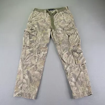 Abercrombie & Fitch Pants Mens 32x30 Brown Camo Cargo Belted Loose Baggy Outdoor • $59.97