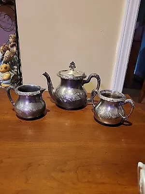 Monarch Silver Tea Set Quadruple Plated Beautifully Etched  • $40