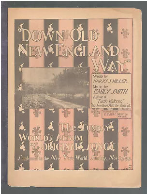 Down Old New England Way 1899 E T Paull NEWSPRINT Vintage Sheet Music • $5.99