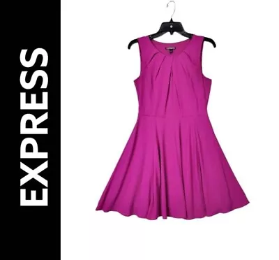 Express Womens Pink Size 4 Career Formal Sleeveless Fit N Flare Dress  Pleated • $27.75