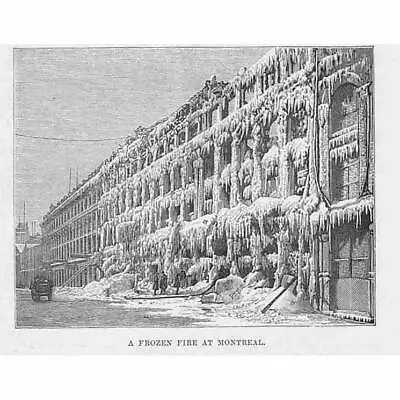 MONTREAL A Frozen Fire Damaged Building - Antique Print 1888 • $7.45