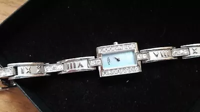 Vintage Rotary Cocktail Watch Mother Of Pearl Dial. White Stones Along Strap • £20