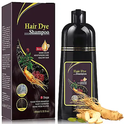 Instant Natural Brown Hair Dye Shampoo For Women & Men3 In 1 Magic Hair Color S • $11.82
