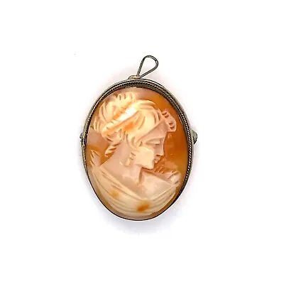 Antique 800 Silver Hand Carved Cameo Brooch Pendant! 76 • $42.49