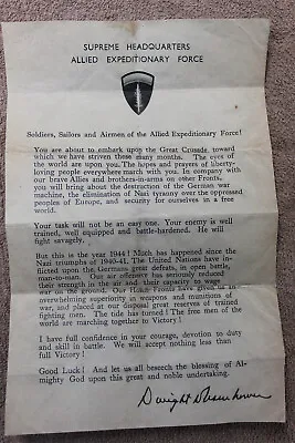 WW2 Eisenhower D-Day Invasion Letter Double Sided Copy From Original Letter ! • $4.76