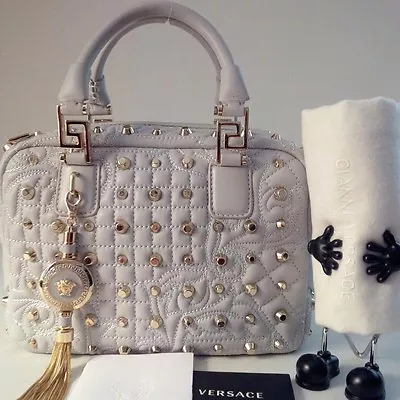 *brand New* Versace Vanitas Demetra Studs Barocco Quilt Leather Handbag Italy • $2895