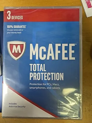 BRAND NEW  McAFEE Antivirus Total Protection 2017 (3 Devices) Factory Sealed • $19.99