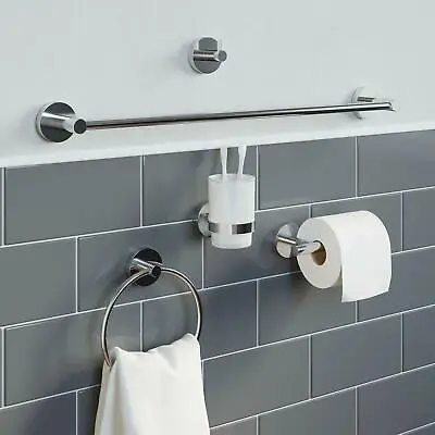 £10.49 • Buy New Stylish Modern Bathroom Tumbler Toothbrush Holder Chrome Square Wall Mounted