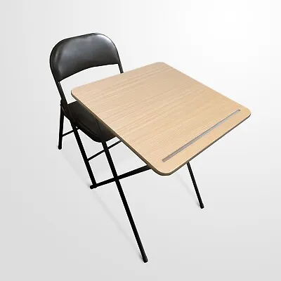 Exam Desk Study Classroom Market Stall Laptop Computer Folding Table Chair Set • £49.99