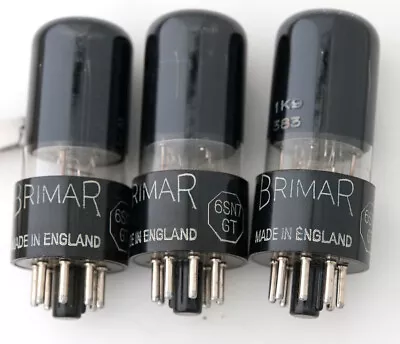 Lot Of 3 Matching 6SN7GT BRIMAR Black Glass NOS Tubes - Fully Tested • $1800