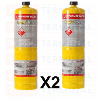 X2 Rothenberger Mapp Map Pro Gas Cylinder For SuperFire Torch Yellow 35536  • £29.99